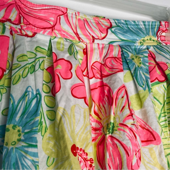 Lilly Pulitzer pleated A-line skirt “Neon Hibiscus" floral print pockets Size 12 - Picture 6 of 16
